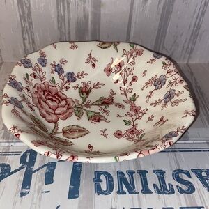Rose Chintz Pink ("England 1883" Stamp) Coupe Cereal Bowl 6”